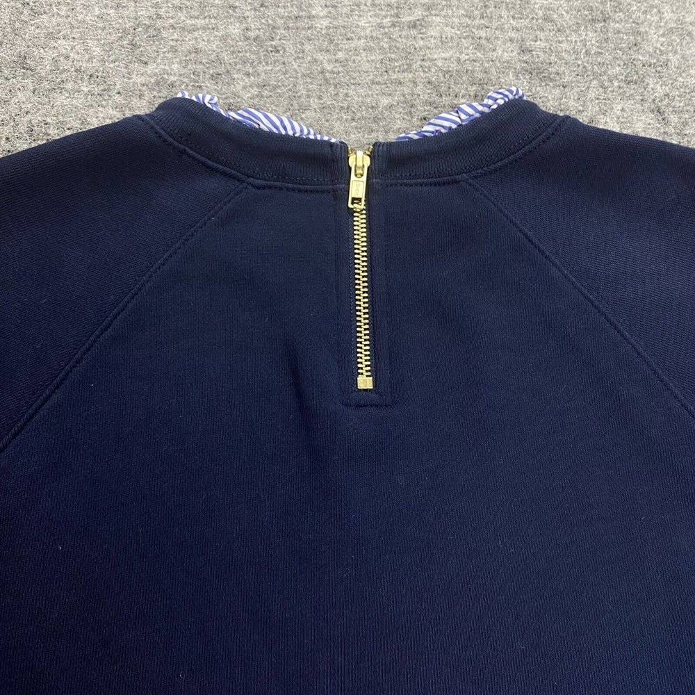 J Crew Womens Sweatshirt Blue Small Stripe Collar Cuffs - Picture 6 of 7